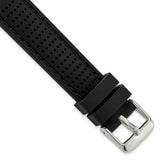 DeBeer 18mm Black Ventilated Silicone with Black Stitching and Silver-tone Buckle 8 inch Watch Band