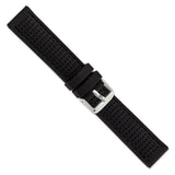 DeBeer 20mm Black Ventilated Silicone with Black Stitching and Silver-tone Buckle 8 inch Watch Band