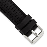 DeBeer 20mm Black Ventilated Silicone with Black Stitching and Silver-tone Buckle 8 inch Watch Band