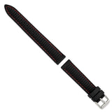 DeBeer 18mm Black Ventilated Silicone with Red Stitching and Silver-tone Buckle 8 inch Watch Band