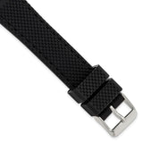 DeBeer 18mm Black Textured Silicone with Black Stitching and Silver-tone Buckle 8 inch Watch Band
