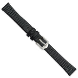 Gilden 12mm Black Flat Lizard Grain Calfskin w/Silver-tone Buckl Watch Band