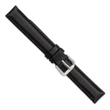 DeBeer 15mm Black Smooth Leather with Silver-tone Buckle 7.5 inch Watch Band