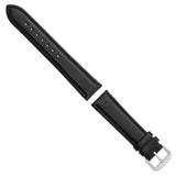 DeBeer 20mm Black Smooth Leather with Silver-tone Buckle 7.5 inch Watch Band