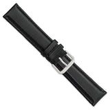 DeBeer 20mm Black Smooth Leather with Silver-tone Buckle 7.5 inch Watch Band