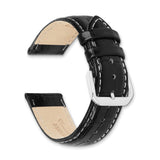 DeBeer 12mm Black Crocodile Grain Leather with Dark Stitching and Silver-tone Buckle 6.75 inch Watch Band
