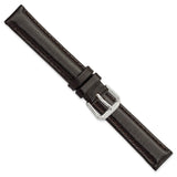 DeBeer 15mm Dark Brown Smooth Leather with Silver-tone Buckle 7.5 inch Watch Band