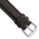 DeBeer 17mm Dark Brown Smooth Leather with Silver-tone Buckle 7.5 inch Watch Band