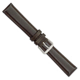 DeBeer 18mm Dark Brown Smooth Leather with Silver-tone Buckle 7.5 inch Watch Band