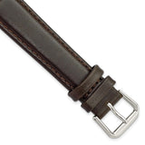 DeBeer 18mm Dark Brown Smooth Leather with Silver-tone Buckle 7.5 inch Watch Band