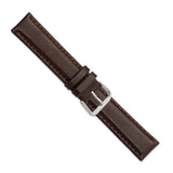 DeBeer 19mm Dark Brown Smooth Leather with Silver-tone Buckle 7.5 inch Watch Band