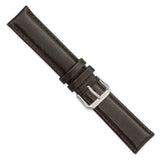 20mm Dark Brown Smooth Leather Silver-tone Buckle Watch Band