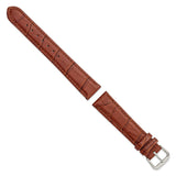 DeBeer 18mm Havana Brown Matte Wild Alligator Grain Leather with Silver-tone Buckle 7.5 inch Watch Band