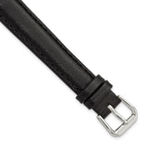 DeBeer 14mm Black Long Smooth Leather with Silver-tone Buckle 7.5 inch Watch Band