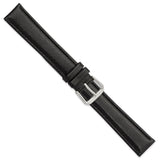 DeBeer 18mm Black Long Smooth Leather with Silver-tone Buckle 8.5 inch Watch Band