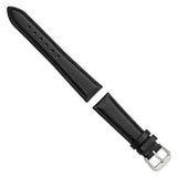 DeBeer 19mm Short Black Smooth Leather with Silver-tone Buckle 6.75 inch Watch Band