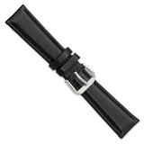 DeBeer 19mm Short Black Smooth Leather with Silver-tone Buckle 6.75 inch Watch Band