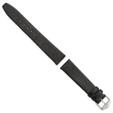 DeBeer 18mm Flat Black Lizard Grain Leather with Silver-tone Buckle 7.5 inch Watch Band