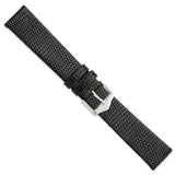 DeBeer 18mm Flat Black Lizard Grain Leather with Silver-tone Buckle 7.5 inch Watch Band