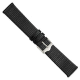 DeBeer 20mm Flat Black Lizard Grain Leather with Silver-tone Buckle 7.5 inch Watch Band