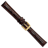DeBeer 14mm Dark Brown Crocodile Grain Chronograph Leather with Gold-tone Buckle 6.75 inch Watch Band
