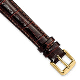 DeBeer 14mm Dark Brown Crocodile Grain Chronograph Leather with Gold-tone Buckle 6.75 inch Watch Band