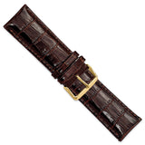 DeBeer 26mm Dark Brown Crocodile Grain Chronograph Leather with Gold-tone Buckle 7.5 inch Watch Band