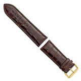 DeBeer 28mm Dark Brown Crocodile Grain Chronograph Leather with Gold-tone Buckle 7.5 inch Watch Band