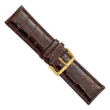 28mm Dark Brown Crocodile Grain Chrono Gold-tone Buckle Watch Band
