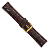 24mm Long Dark Brown Crocodile Chrono Gold-tone Buckle Watch Band