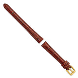 DeBeer 12mm Havana Crocodile Grain Chronograph Leather with Gold-tone Buckle 6.75 inch Watch Band