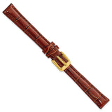 DeBeer 12mm Havana Crocodile Grain Chronograph Leather with Gold-tone Buckle 6.75 inch Watch Band