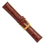 DeBeer 20mm Havana Crocodile Grain Chronograph Leather with Gold-tone Buckle 7.5 inch Watch Band