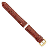 DeBeer 22mm Havana Crocodile Grain Chronograph Leather with Gold-tone Buckle 7.5 inch Watch Band
