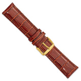DeBeer 22mm Havana Crocodile Grain Chronograph Leather with Gold-tone Buckle 7.5 inch Watch Band