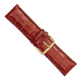 DeBeer 28mm Havana Crocodile Grain Chronograph Leather with Gold-tone Buckle 7.5 inch Watch Band