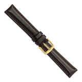 16mm Dark Brown Smooth Leather Chrono Gold-tone Buckle Watch Band