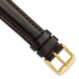 16mm Dark Brown Smooth Leather Chrono Gold-tone Buckle Watch Band