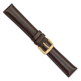 18mm Dark Brown Smooth Leather Chrono Gold-tone Buckle Watch Band