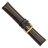 DeBeer 24mm Long Dark Brown Smooth Leather Chronograph with Gold-tone Buckle 8.5 inch Watch Band