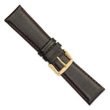 DeBeer 22mm Short Dark Brown Smooth Leather Chronograph with Gold-tone Buckle 6.75 inch Watch Band