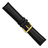 DeBeer 22mm Black Smooth Leather Chronograph with Gold-tone Buckle 7.5 inch Watch Band