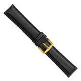 DeBeer 22mm Long Black Smooth Leather Chronograph with Gold-tone Buckle 8.5 inch Watch Band