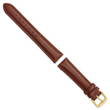 DeBeer 18mm Havana Smooth Leather Chronograph with Gold-tone Buckle 7.5 inch Watch Band