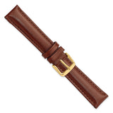 DeBeer 18mm Havana Smooth Leather Chronograph with Gold-tone Buckle 7.5 inch Watch Band