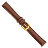 Gilden 14mm Brown Oilskin Leather w/Gold-tone Buckle Watch Band