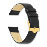 DeBeer 19mm Black Long Smooth Flat Leather with Gold-tone Buckle 8.5 inch Watch Band