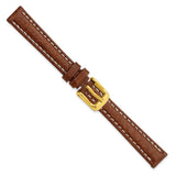 DeBeer 12mm Havana Sport Leather with White Stitching and Gold-tone Buckle 6.75 inch Watch Band