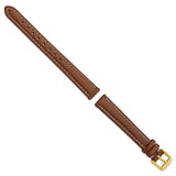 DeBeer 14mm Havana Sport Leather with White Stitching and Gold-tone Buckle 6.75 inch Watch Band