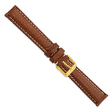 DeBeer 16mm Havana Sport Leather with White Stitching and Gold-tone Buckle 7.5 inch Watch Band